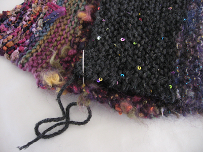 After the knitting is finished, the sides are sewn together